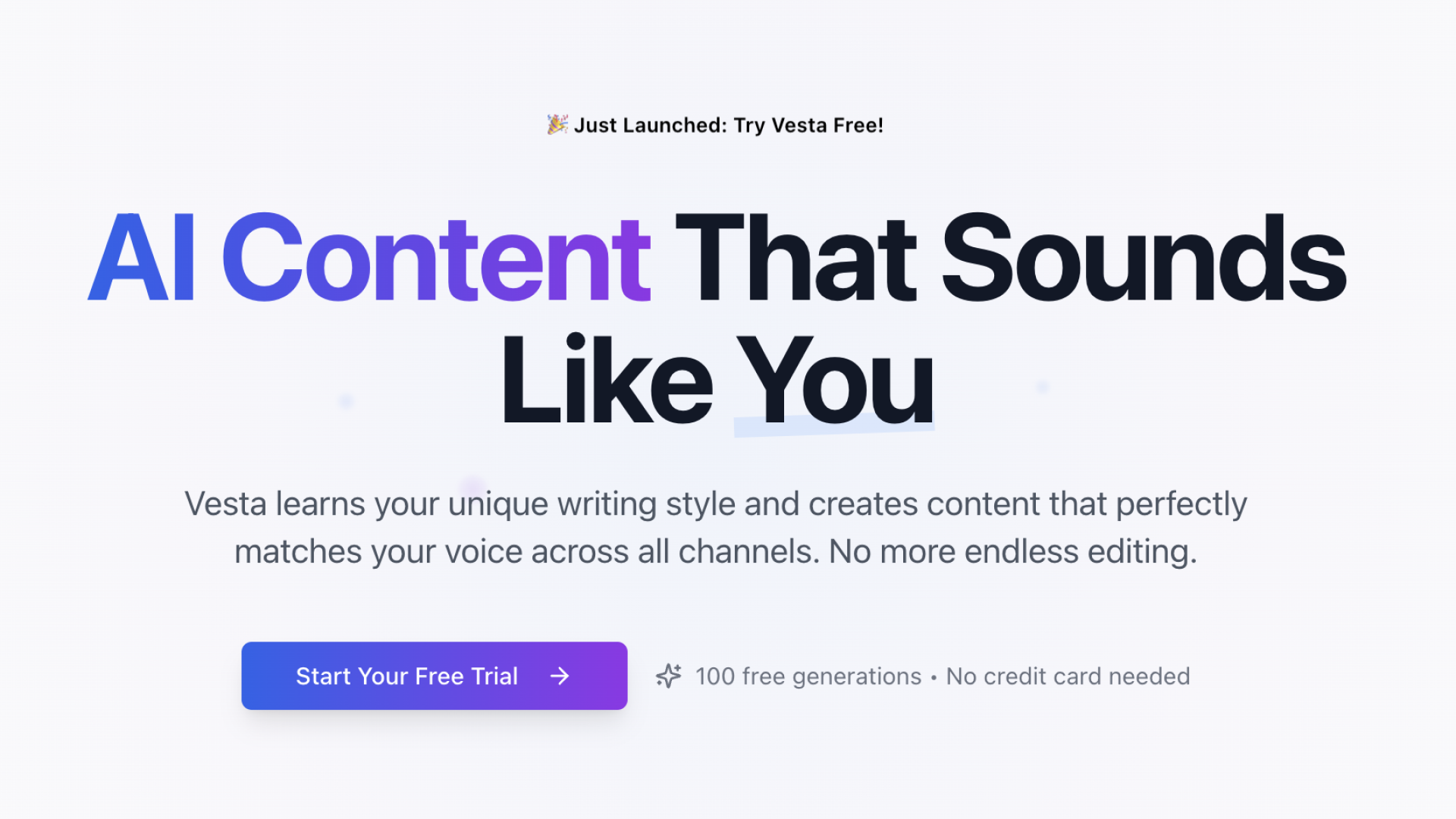 Vesta: AI Content Tool That Matches Your Unique Style - AItrendytools